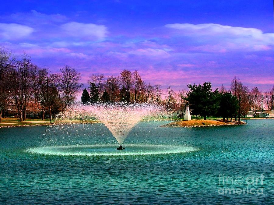 Baumert Lake Fountain Photograph by Julie Dant