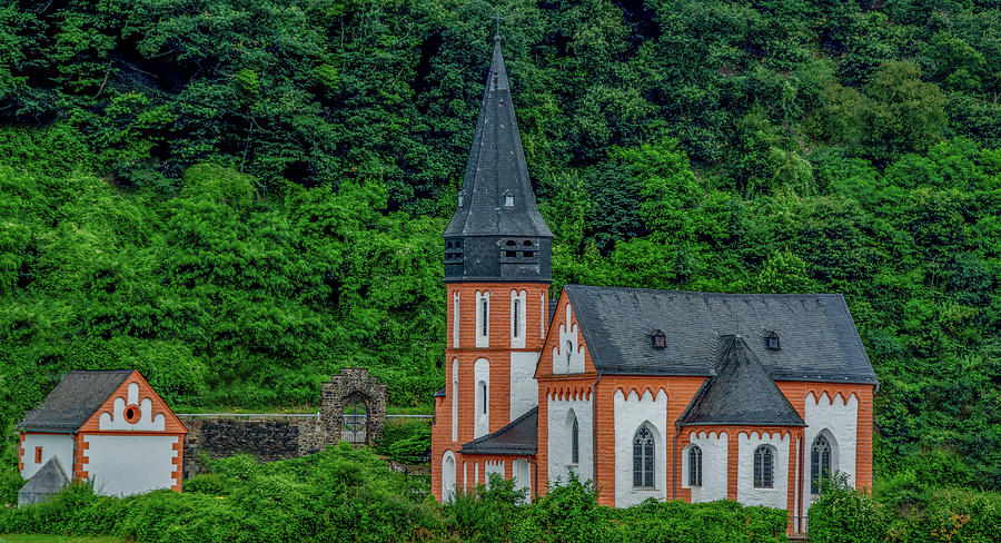 Bavarian Church Along the Rhine River Photograph by Marcy Wielfaert