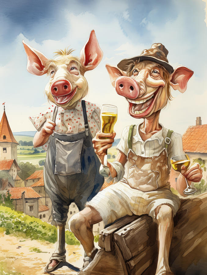 Pig Painting - Bavarian Farm by My Head Cinema