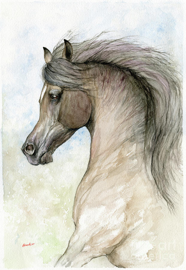 Horse Painting - Bay arabian horse 2023 07 20 by Ang El