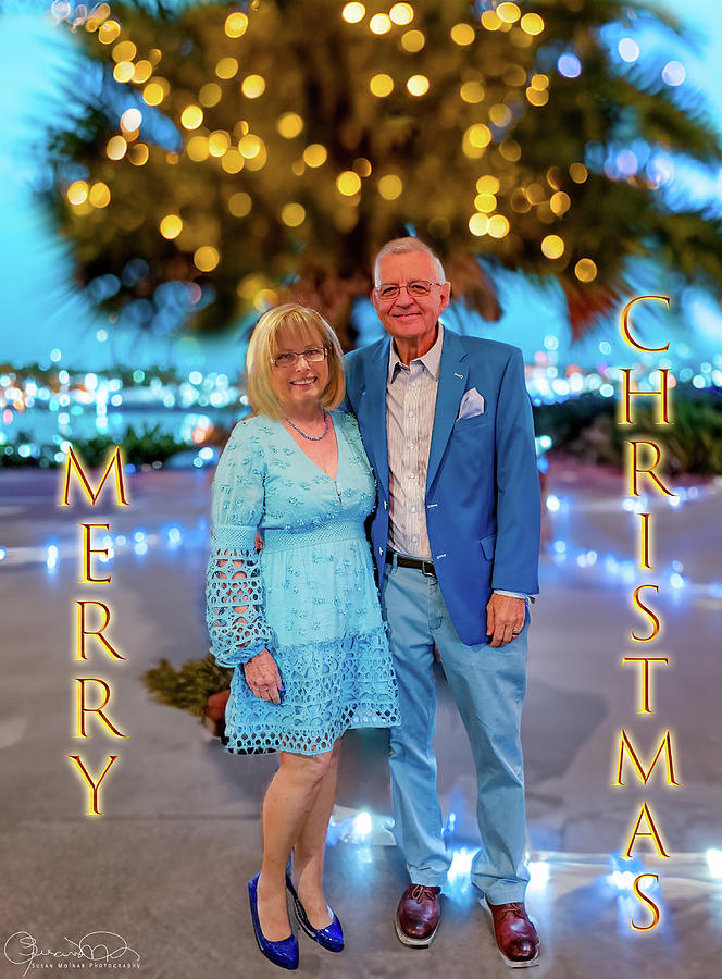 Bay Background with Christmas Lights - AI Generated Photograph by Susan Molnar