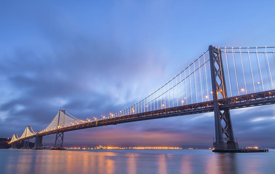 Bay Bridge At Early Dawn Photograph by Jonathan Nguyen