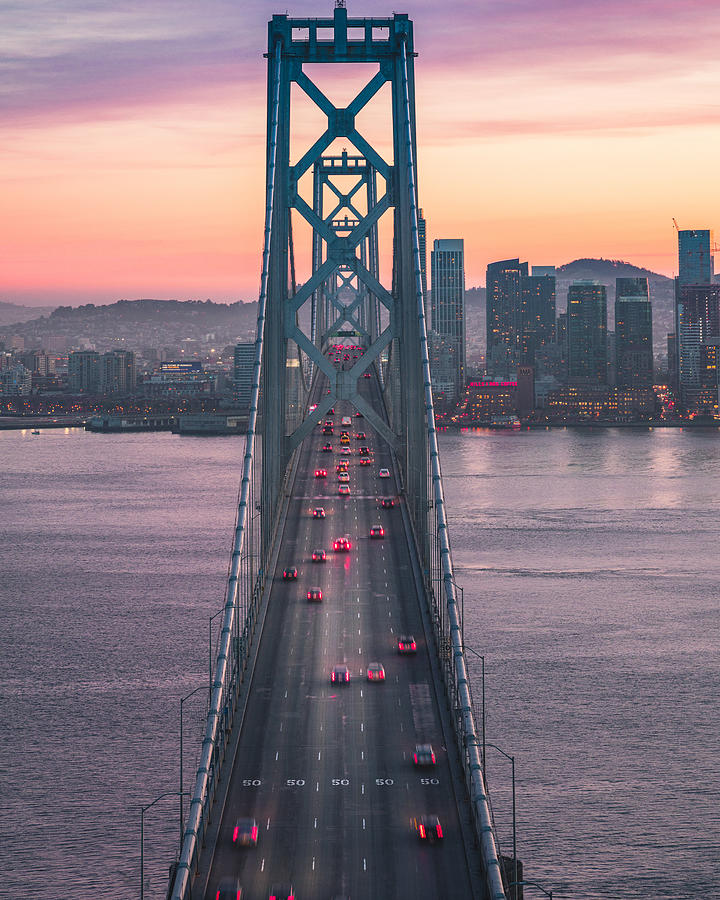 Bay Bridge Golden Hour Photograph by Zeyu Wang