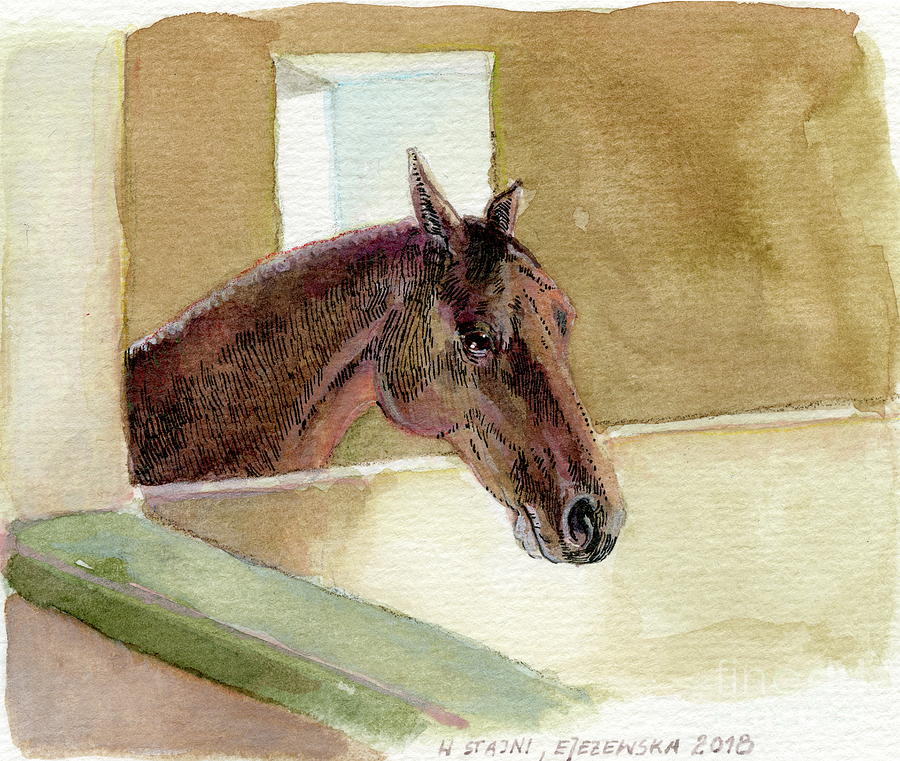Bay Mare In The Stable Painting