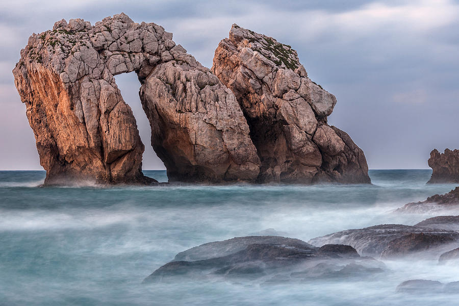 Bay of Biscay, Spain: April 2012: Huge sea rocks by Cantabrian seashore Photograph by Evgeni Dinev Photography