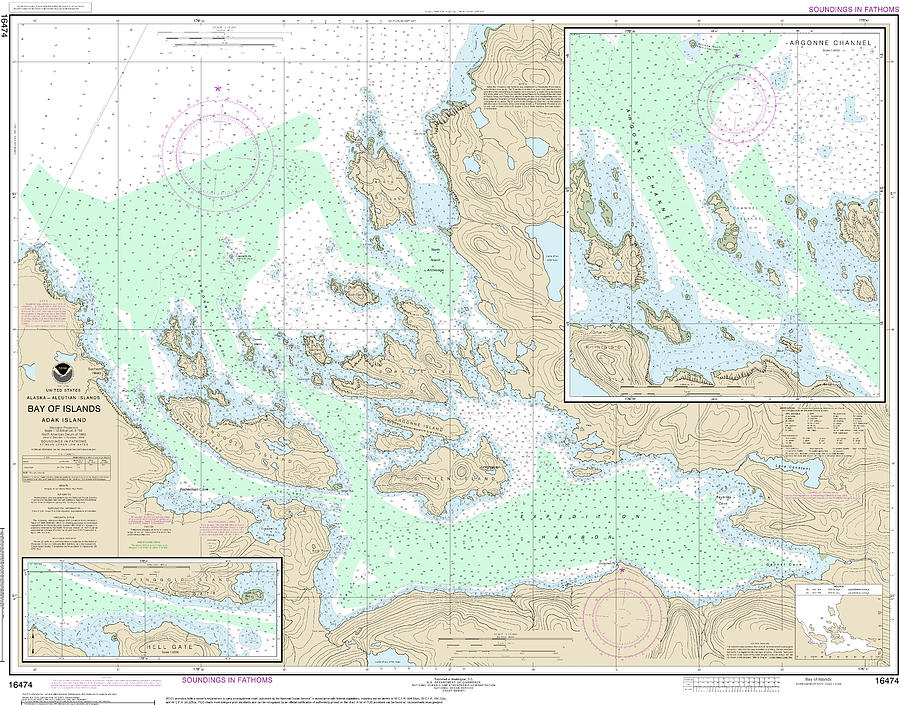 Bay of Islands Adak Island Nautical Chart 16474 Digital Art by John ...