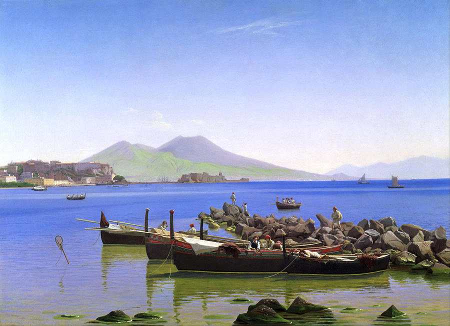 Bay of Naples  Christen Schiellerup Kobke Painting by MotionAge Designs