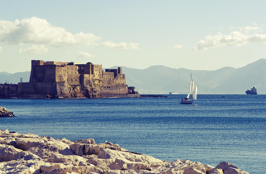 Bay of Naples, dellOvo Castle and Sea Photograph by Angelafoto