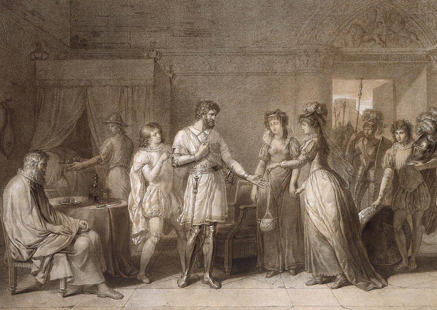Bayard Refusing the Presents of His Hostess, in Brescia Drawing by Anne-Louis Girodet de Roussy-Trioson