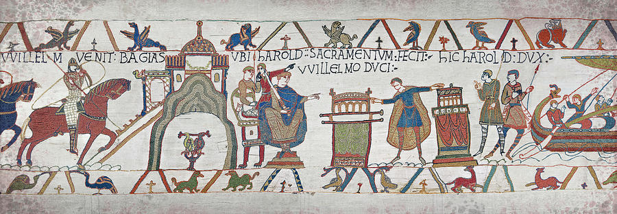 Bayeux Tapestry scene 23 Harold swears fealty to William Tapestry - Textile by Paul E Williams