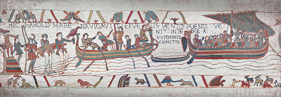 Bayeux Tapestry scene 3 - 4 - Harold Travels to Normandy #1 Tapestry - Textile by Paul E Williams