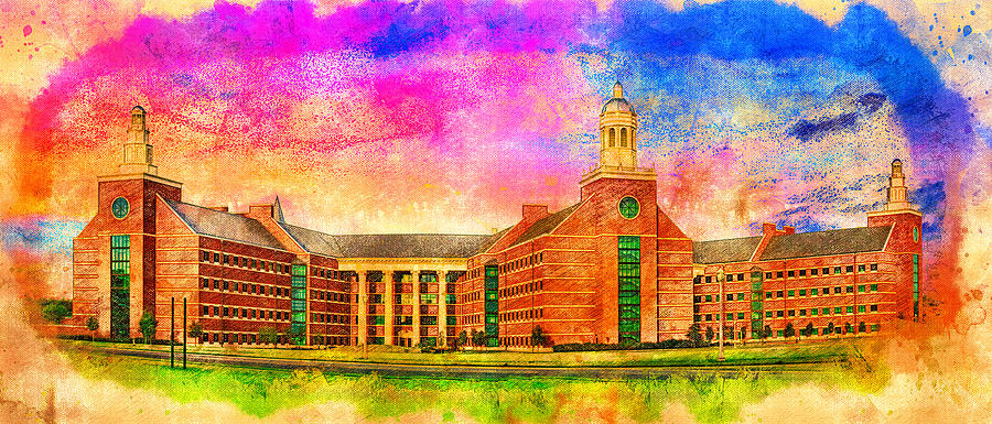 Baylor Science Building of the Baylor University in Waco, Texas - digital painting Digital Art by Nicko Prints