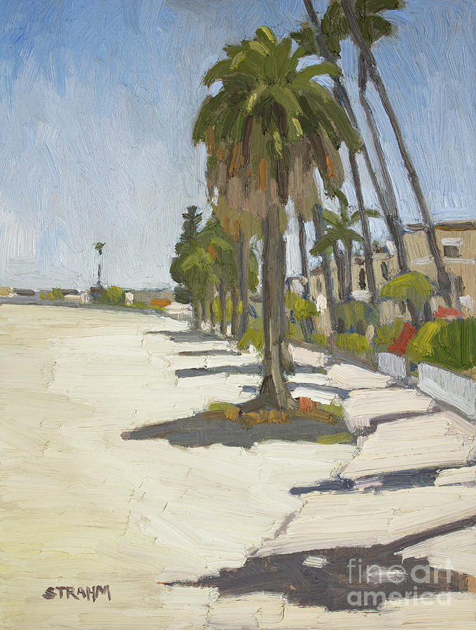 San Diego Painting - Bayside Walk Palms - Mission Beach, San Diego, California by Paul Strahm
