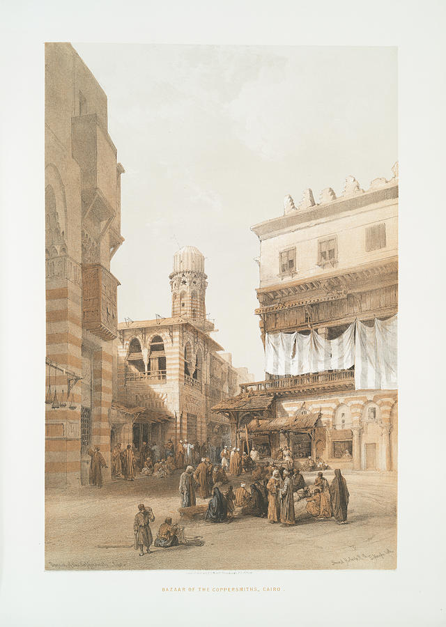 Bazaar of the coppersmiths, Cairo ca 1842 - 1849 by William Brockedon Painting by Artistic Rifki