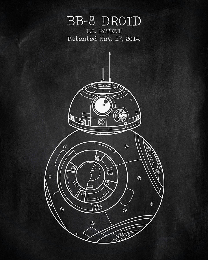 BB-8 droid chalkboard patent Digital Art by Dennson Creative - Pixels