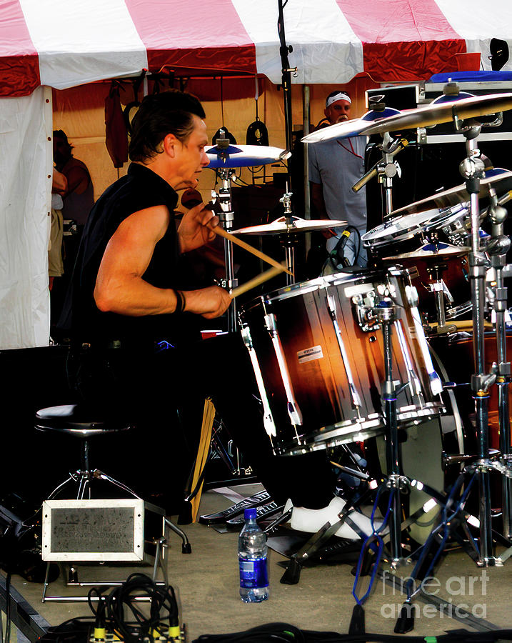 Drum Photograph - B.B. Borden Performing with The Marshall Tucker Band at Bele Che by David Oppenheimer