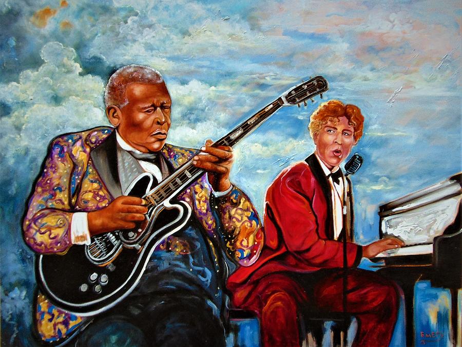 Bb King  And Jerry Lee Lewis Painting by Emery Franklin