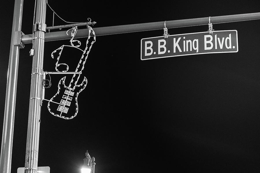 BB King Blvd Beale Street Memphis Black and White Photograph by John McGraw