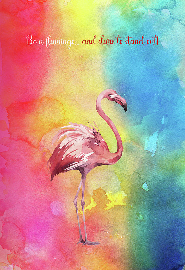 Be a flamingo and dare to stand out Painting by Johanna Hurmerinta