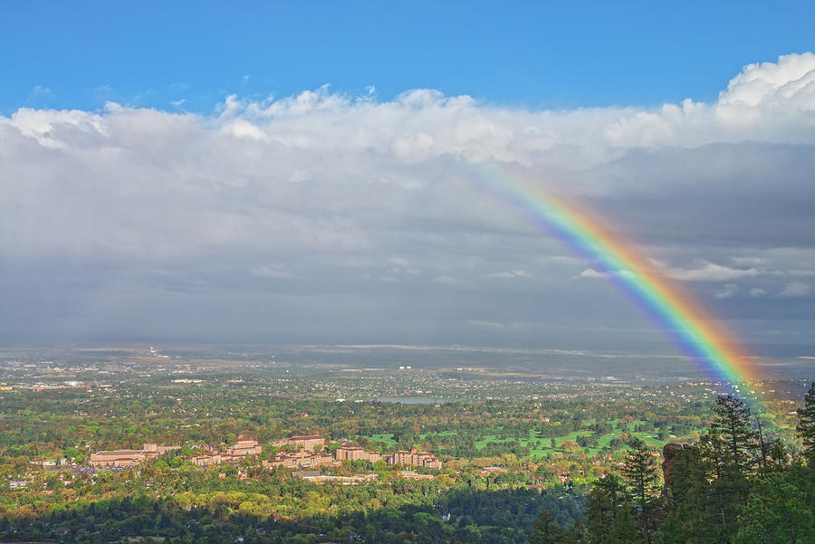 Primary Colors Photograph - Be A Rainbow In Somebodys Cloud. Colorado Springs Is Located At The End Of The Rainbow. by Bijan Pirnia
