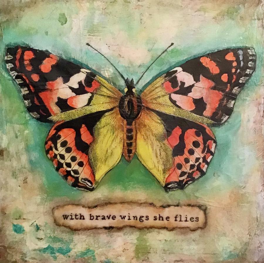 Butterfly collage with inspirational quote Mixed Media by Diane Fujimoto