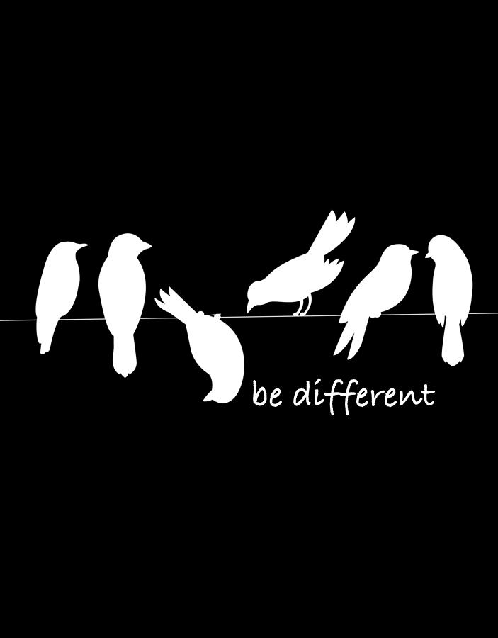 Be Different Black Bird Tee Tees T-Shirt Tshirt Painting by Tony Rubino