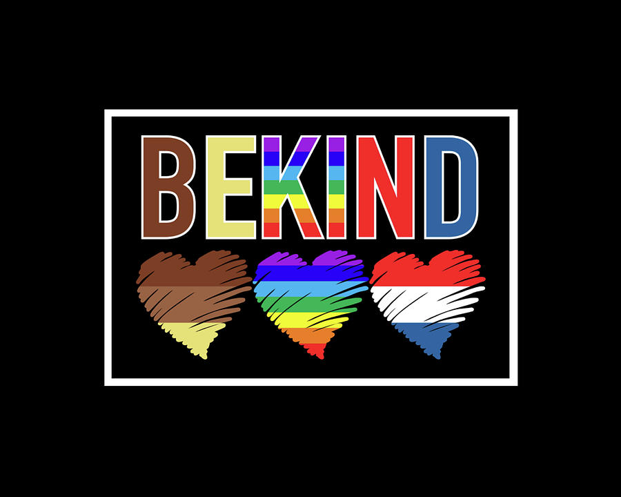 Be Kind Heart Art - Tri Color Digital Art by Artistic Mystic