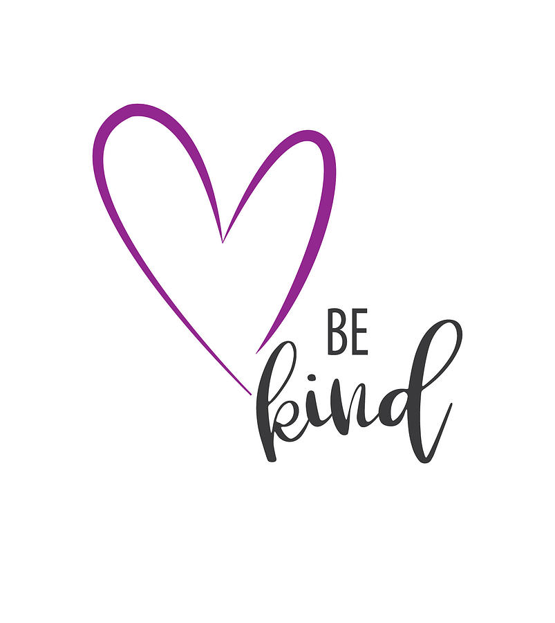 Be Kind with Purple Heart Digital Art by Inge Lewis - Pixels