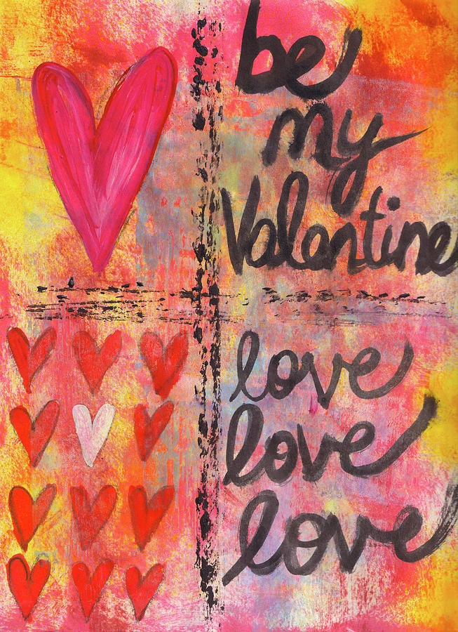 Be My Valentine Greeting Card Art by Kathleen Tennant Mixed Media by ...