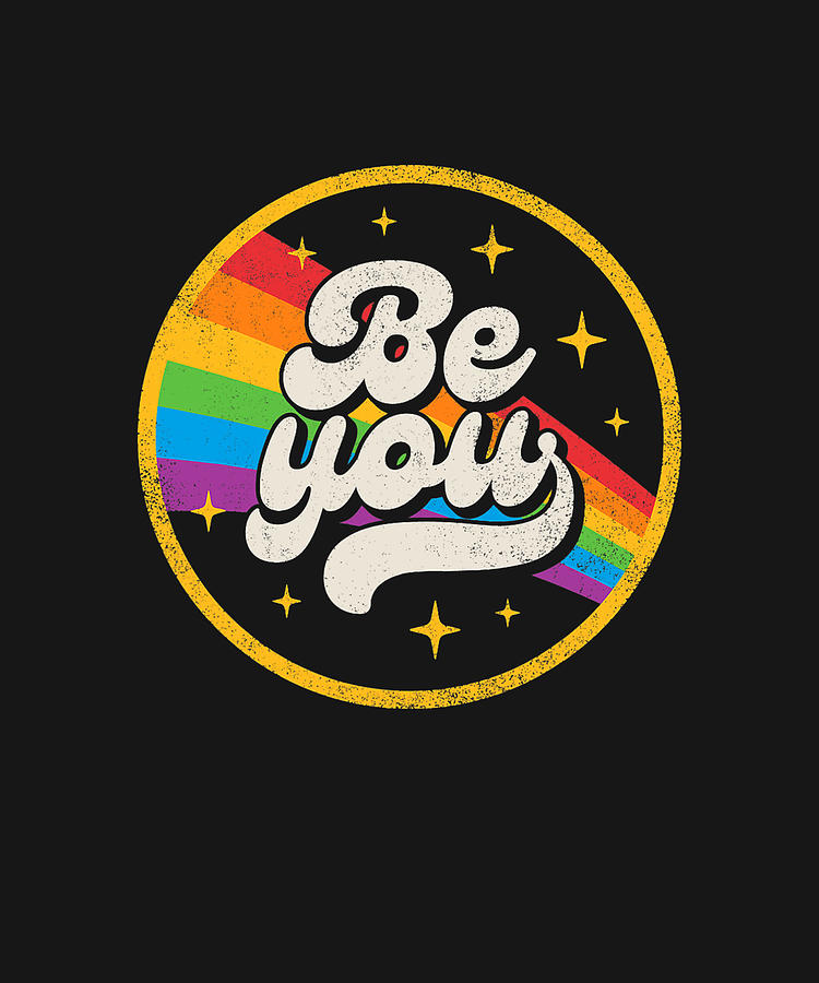 Be You Pride Lgbtq Gay Lgbt Ally Rainbow Flag Retro Galaxy Drawing By Dhbubble Fine Art America