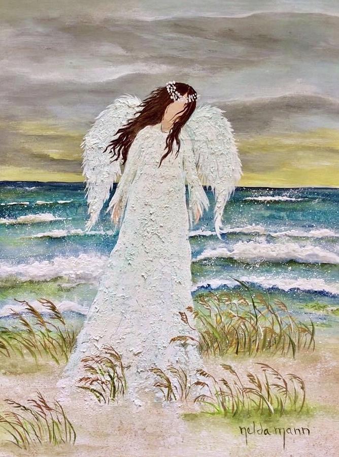 Beach Angel of Comfort Painting by Nelda Mann Culpepper - Fine Art America