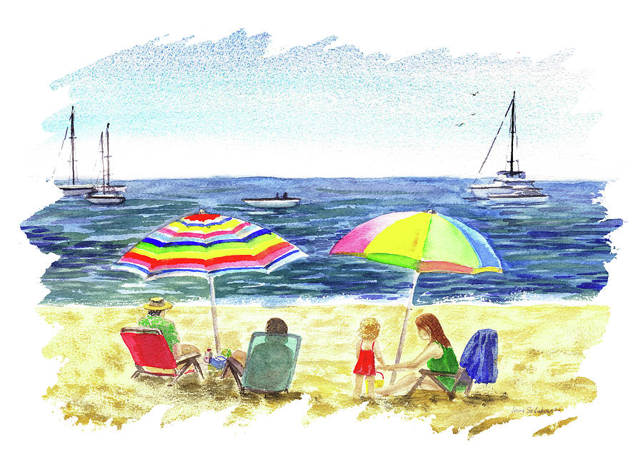 Beach Art Summer Vacation Expressive Brush Strokes Decor IX Painting by Irina Sztukowski
