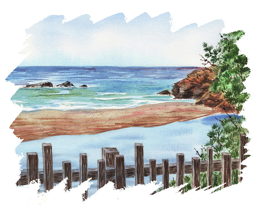 Beach Art Summer Vacation Expressive Brush Strokes Decor VII Painting by Irina Sztukowski