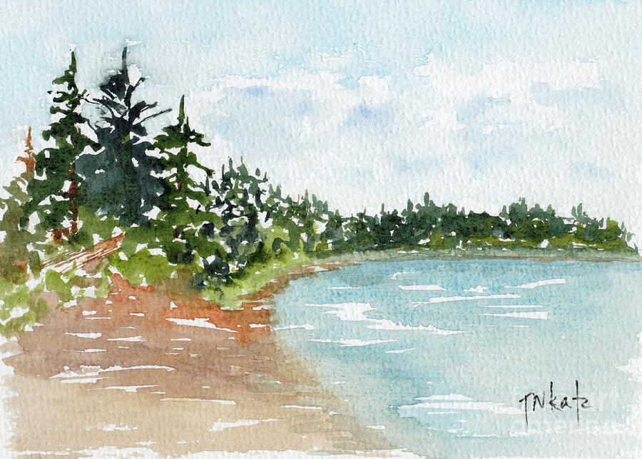 Beach At Beaver Glen Waskesiu Painting by Pat Katz