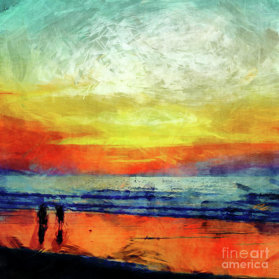 Beach At Sunset Digital Art by Phil Perkins
