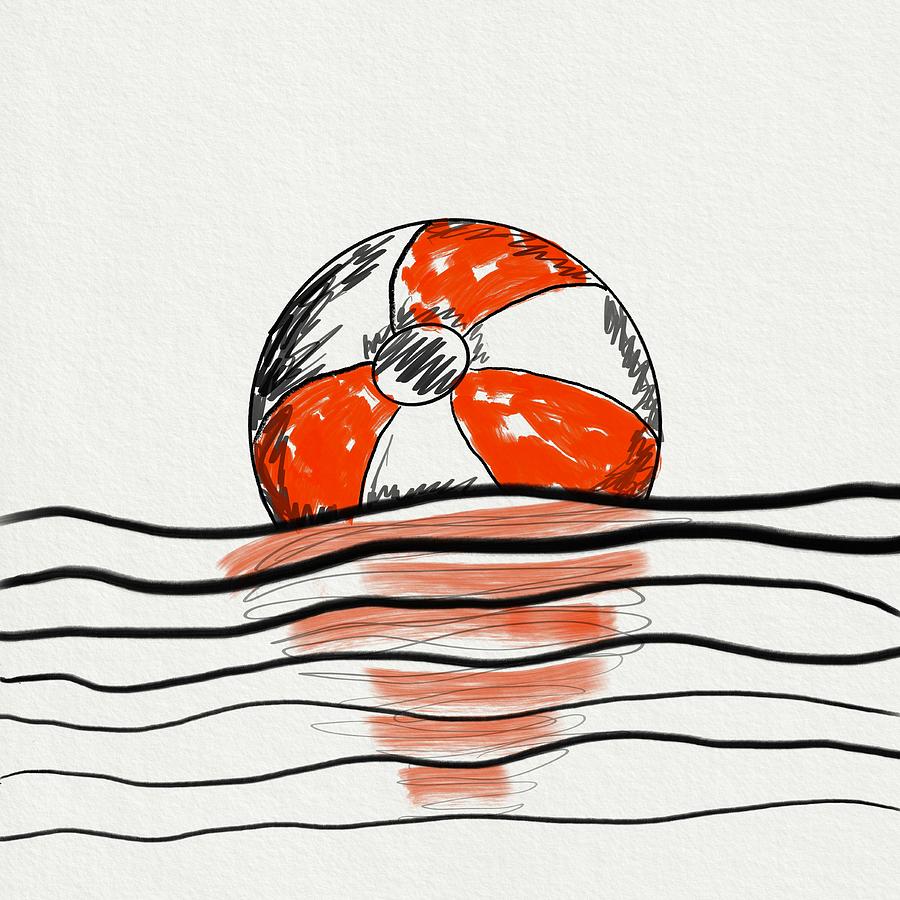Beach ball on water Digital Art by Tatiana Travelways