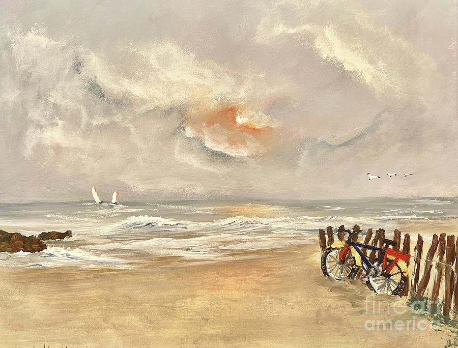 Beach Bike Painting by Miroslaw  Chelchowski