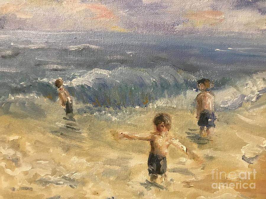 Beach brothers Painting by Nancy Anton