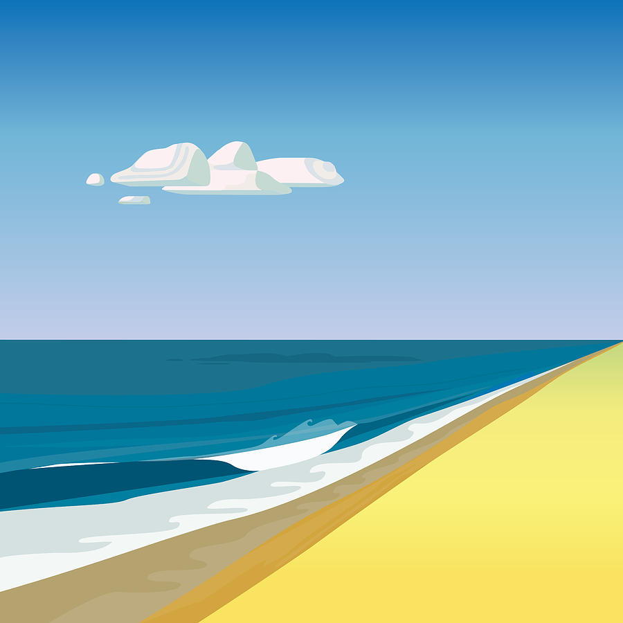 Beach by Ocean Illustration in Square Format Photograph by Charles Harker