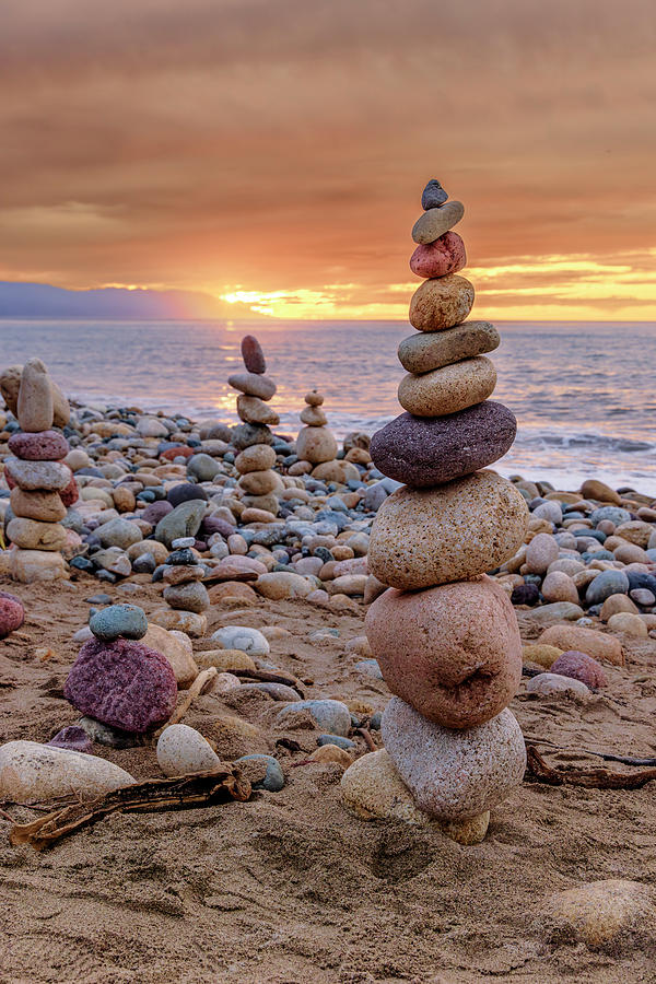 Beach Cairns in Mexico Photograph by Kevin Schwalbe