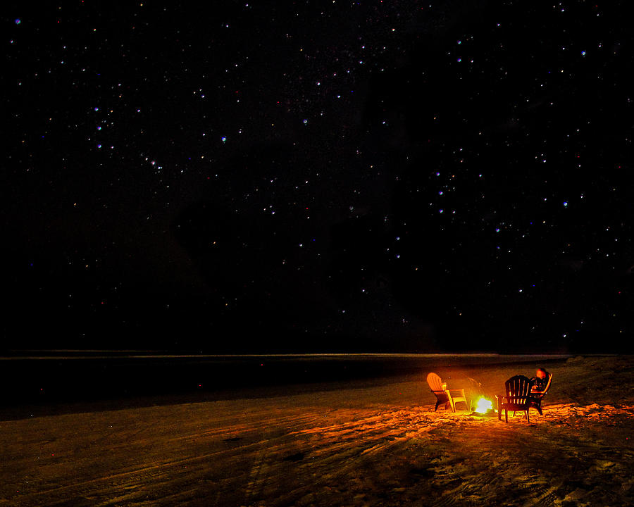 Beach Campfire Under the Stars Photograph by Danny Mongosa