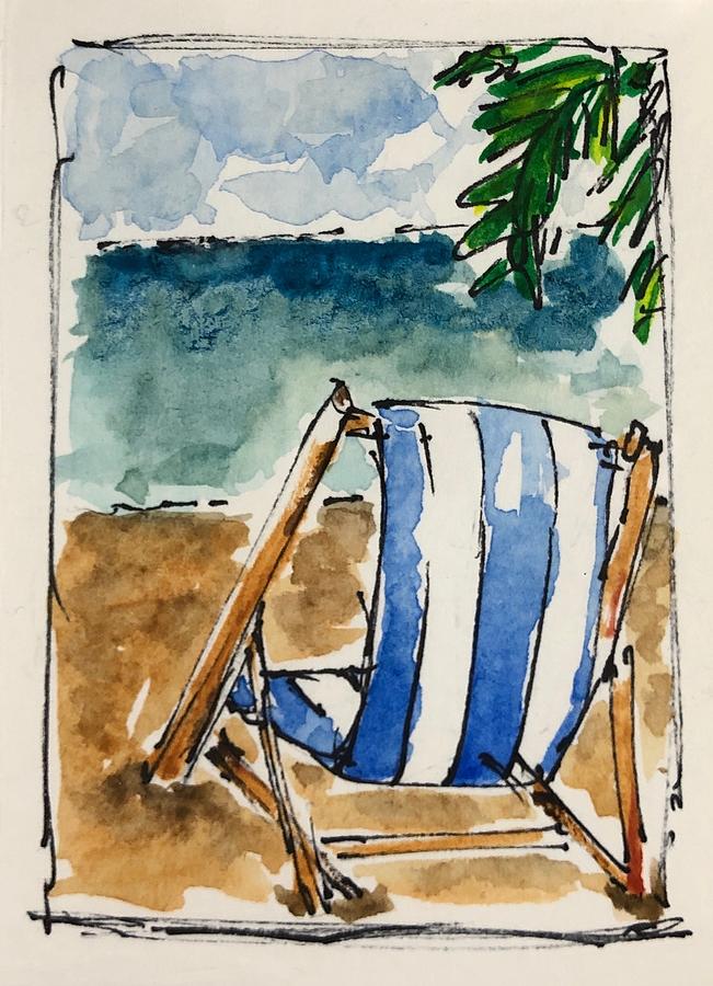 Beach Chair Calls to You Painting by Barbara Wirth