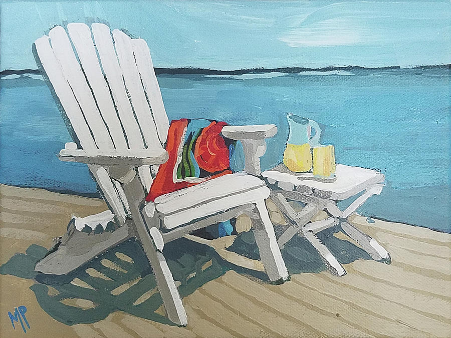 Beach Chair with Towel Painting by Melinda Patrick