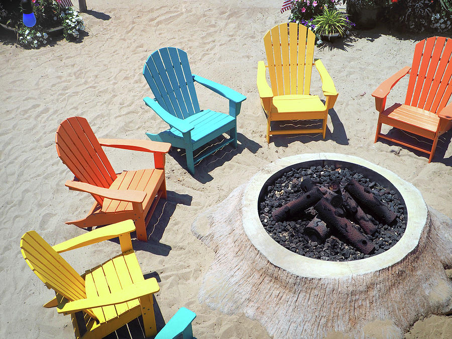 Beach Chairs and a Firepit Photograph by Bill Swartwout