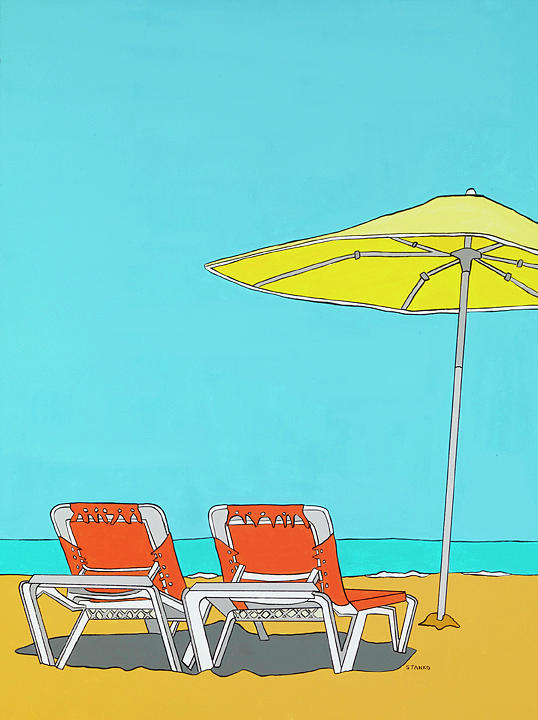 Beach Chairs Painting by Mike Stanko