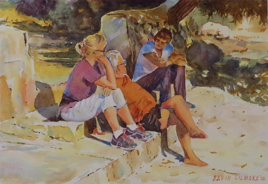 Beach Chat Painting by David Gilmore