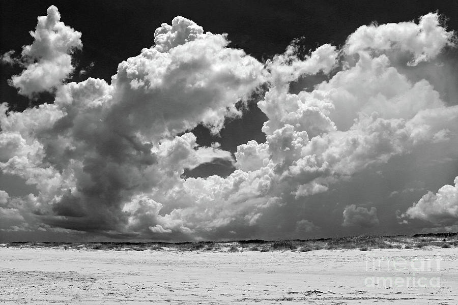 Beach Clouds in B/W Photograph by Mary Haber