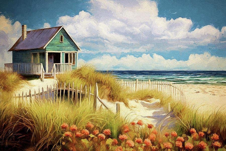 Beach Cottage Digital Art by Peggy Collins