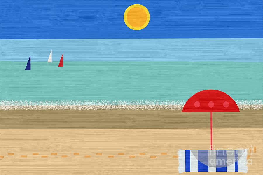 Beach Day - Digital Abstract Digital Art by Yvonne Johnstone