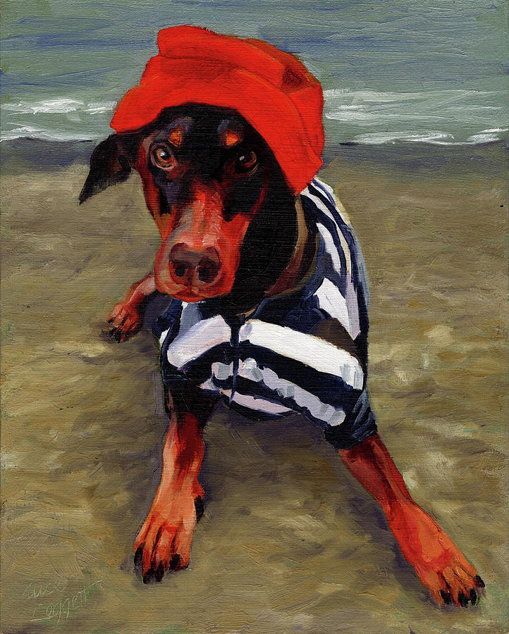 Beach Dog Painting by Alice Leggett